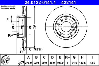 Тормозной диск ATE 24.0122-0141.1 для CITROËN XM