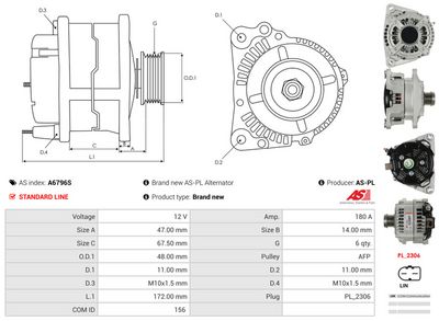 GENERATOR / ALTERNATOR AS-PL A6796S 4
