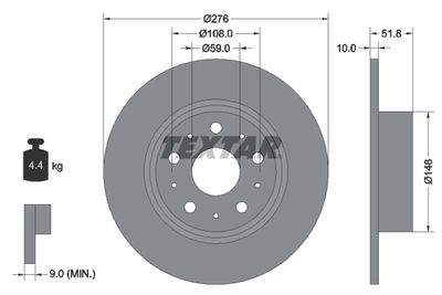 Тормозной диск TEXTAR 92095300 для ALFA ROMEO 166