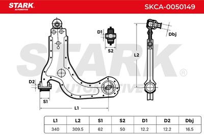 носач, окачване на колелата STARK SKCA-0050149