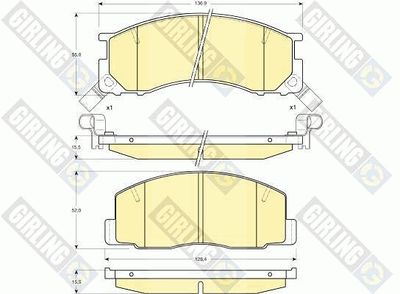 GIRLING 6111959 Тормозные колодки и сигнализаторы для TOYOTA PREVIA I (_R1_, _R2_) 2.4 4WD (TCR21_, TCR20_)