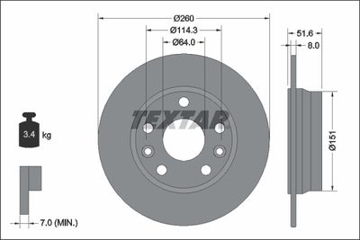 TEXTAR 92337703 Тормозные диски  для RENAULT CAPTUR (Рено Каптур)