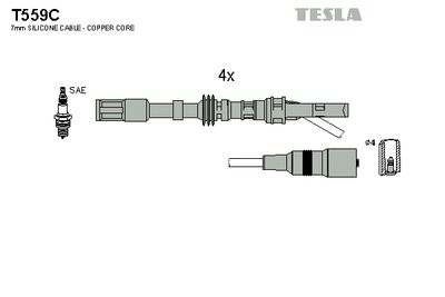 Комплект проводов зажигания TESLA T559C для VW BORA