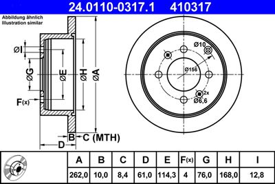 Тормозной диск ATE 24.0110-0317.1 для HYUNDAI MATRIX