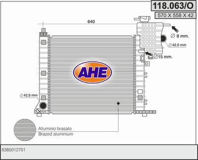 Радиатор, охлаждение двигателя AHE 118.063/O для MERCEDES-BENZ V-CLASS