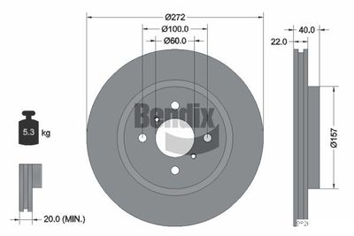 Тормозной диск BENDIX Braking BDS1503 для SUZUKI SWIFT