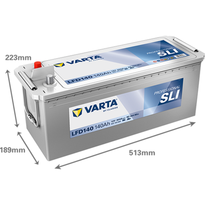 Batterij VARTA 12V 140Ah/800A (EN) PROFESSIONALl STARTER SLI (L+ standaard terminal) 513x189x223 B00 - geen montageflens (beginnen)