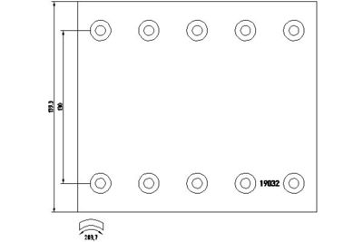 Brake shoe lining Achter (420x180. 1-overmaat, (EN) does not contain rivets)