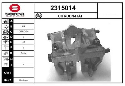 Тормозной суппорт EAI 2315014 для FIAT 242