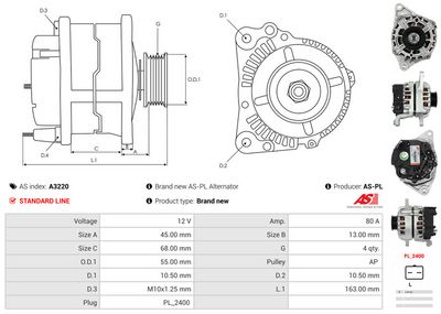 GENERATOR / ALTERNATOR AS-PL A3220 4