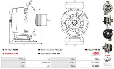 GENERATOR / ALTERNATOR AS-PL A6241 4