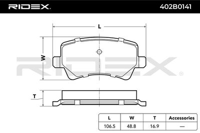 комплект спирачно феродо, дискови спирачки RIDEX 402B0141