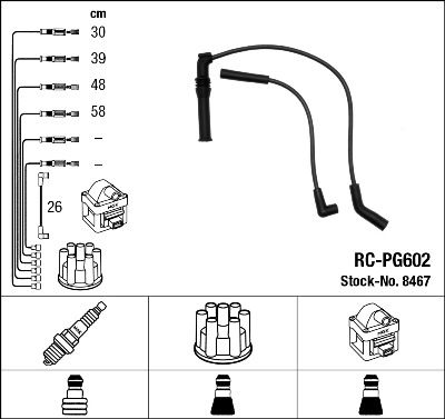 Комплект проводов зажигания NGK 8467 для PEUGEOT 405