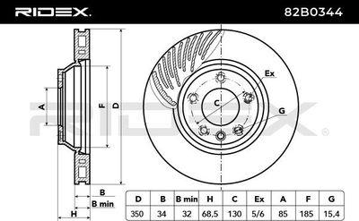 спирачен диск RIDEX 82B0344