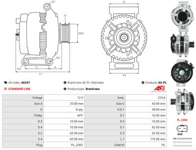 GENERATOR / ALTERNATOR AS-PL A6347 4