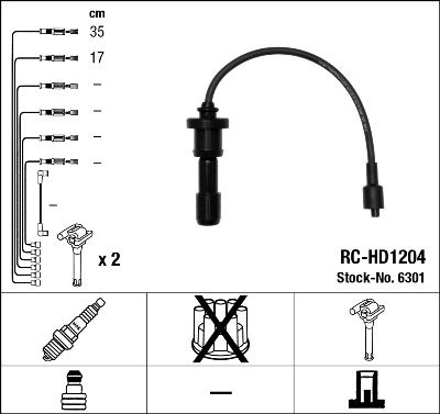 Комплект проводов зажигания NGK 6301 для HYUNDAI SANTAMO