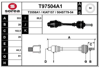 Приводной вал EAI T97504A1 для KIA CARNIVAL