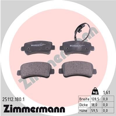 Комплект тормозных колодок, дисковый тормоз ZIMMERMANN 25112.180.1 для NISSAN NV400