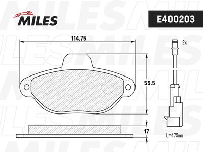 Комплект тормозных колодок, дисковый тормоз MILES E400203 для FIAT PANDA