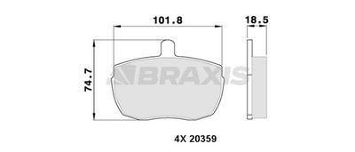 Комплект тормозных колодок, дисковый тормоз BRAXIS AA0304 для DAF 400