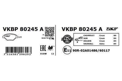 Brake Pad Set, disc brake VKBP 80245 A