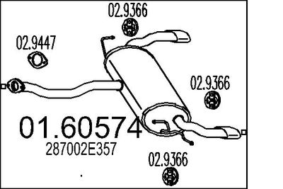 Глушитель выхлопных газов конечный MTS 01.60574 для HYUNDAI TUCSON