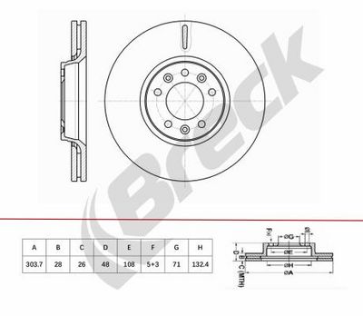 спирачен диск BRECK BR 466 VA100