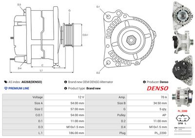 GENERATOR / ALTERNATOR AS-PL A6268DENSO 4