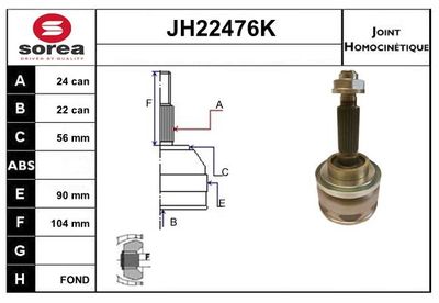 SNRA Homokineet reparatie set, aandrijfas (JH22476K)