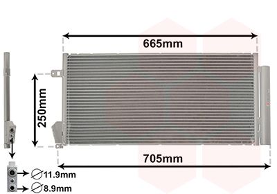 VAN WEZEL 17005396 Радиатор кондиционера  для FIAT DOBLO (Фиат Добло)