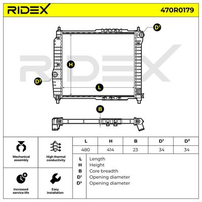 радиатор, охлаждане на двигателя RIDEX 470R0179