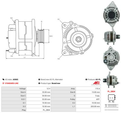 GENERATOR / ALTERNATOR AS-PL A5065 4