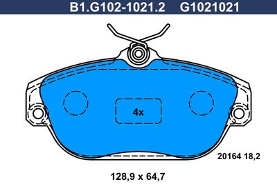 GALFER B1.G102-1021.2 Гальмівні колодки 