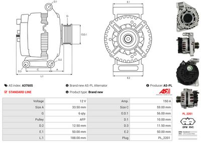 GENERATOR / ALTERNATOR AS-PL A3760S 4