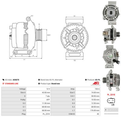 Alternátor AS-PL A5567S