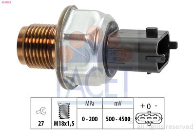 Snímač, tlak oleje FACET 25.0038