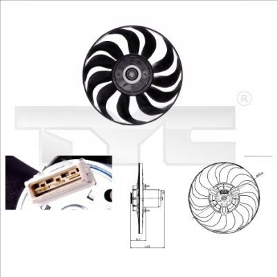 Вентилятор, охлаждение двигателя TYC 837-0019 для VW VENTO