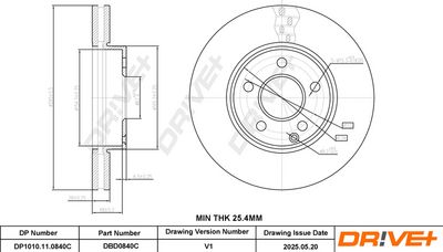 Tarcza hamulcowa DR!VE+ DBD0840C