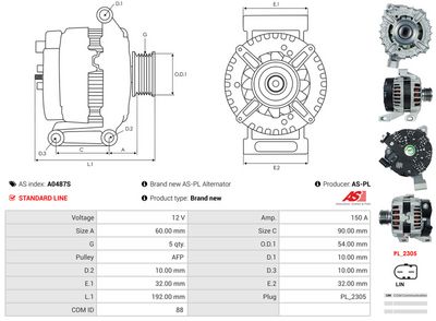 GENERATOR / ALTERNATOR AS-PL A0487S 4