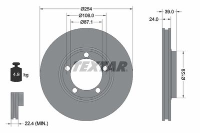 Тормозной диск TEXTAR 92102500 для MITSUBISHI DELICA