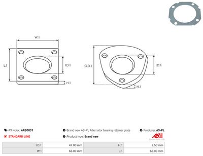 Komplet za popravak, alternator AS-PL ARS0031