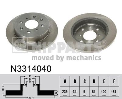 NIPPARTS N3314040 Тормозные диски  для HONDA JAZZ (Хонда Жазз)