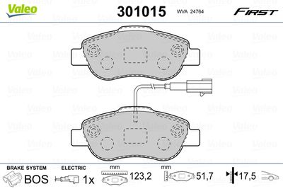 VALEO 301015 Тормозные колодки и сигнализаторы  для FIAT PANDA (Фиат Панда)