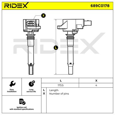запалителна бобина RIDEX 689C0178