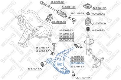 Рычаг независимой подвески колеса, подвеска колеса STELLOX 57-53010-SX для KIA CLARUS