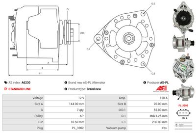 GENERATOR / ALTERNATOR AS-PL A6230 4