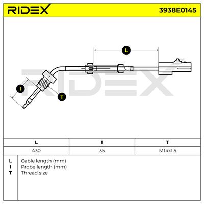 датчик, температура на изгорелите газове RIDEX 3938E0145