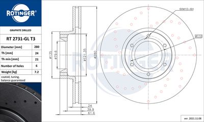 Tarcza hamulcowa ROTINGER RT 2731-GL T3