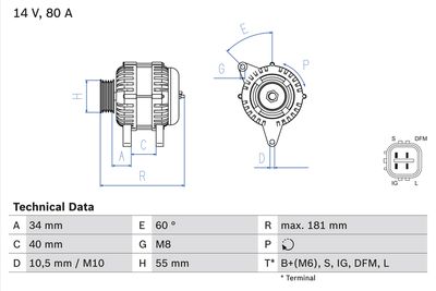 GENERATOR / ALTERNATOR BOSCH 0986042660