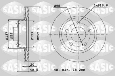 SASIC 2464H84J Тормозные диски  для PEUGEOT 806 (Пежо 806)
